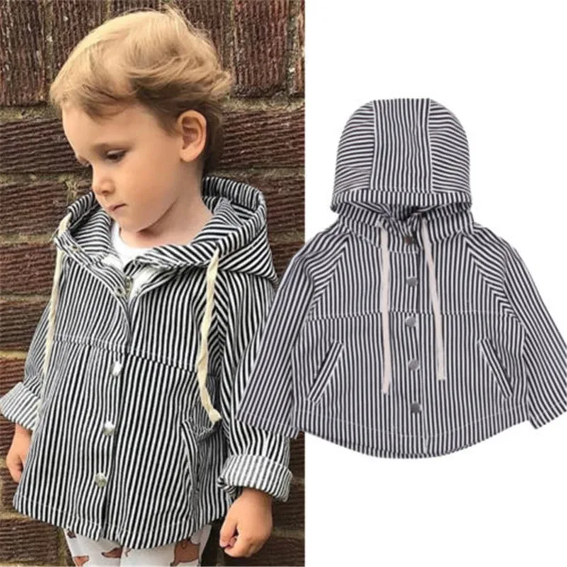 Infant Toddler Cute Baby Boys Clothes Warm Long Sleeve Striped Hoodies