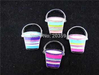 

AE272 100Pcs Mix Color Alloy metal Enamel bucket Charms Pendants 28x23mm