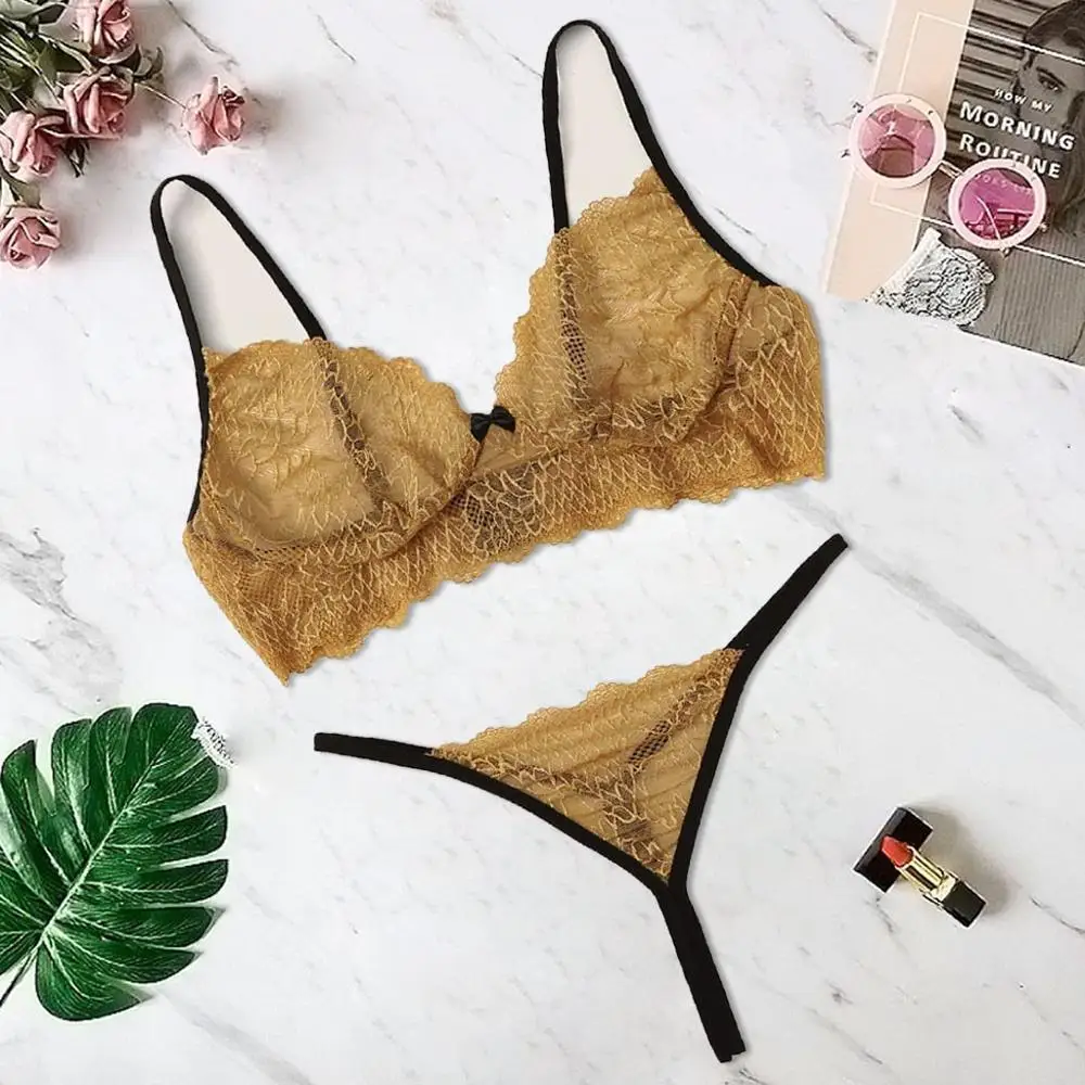 

Lingerie Set 2019 Women push up seamless bralette erotic Lingerie Bra G String Set Female Summer Intimate Ladies Underwear Set