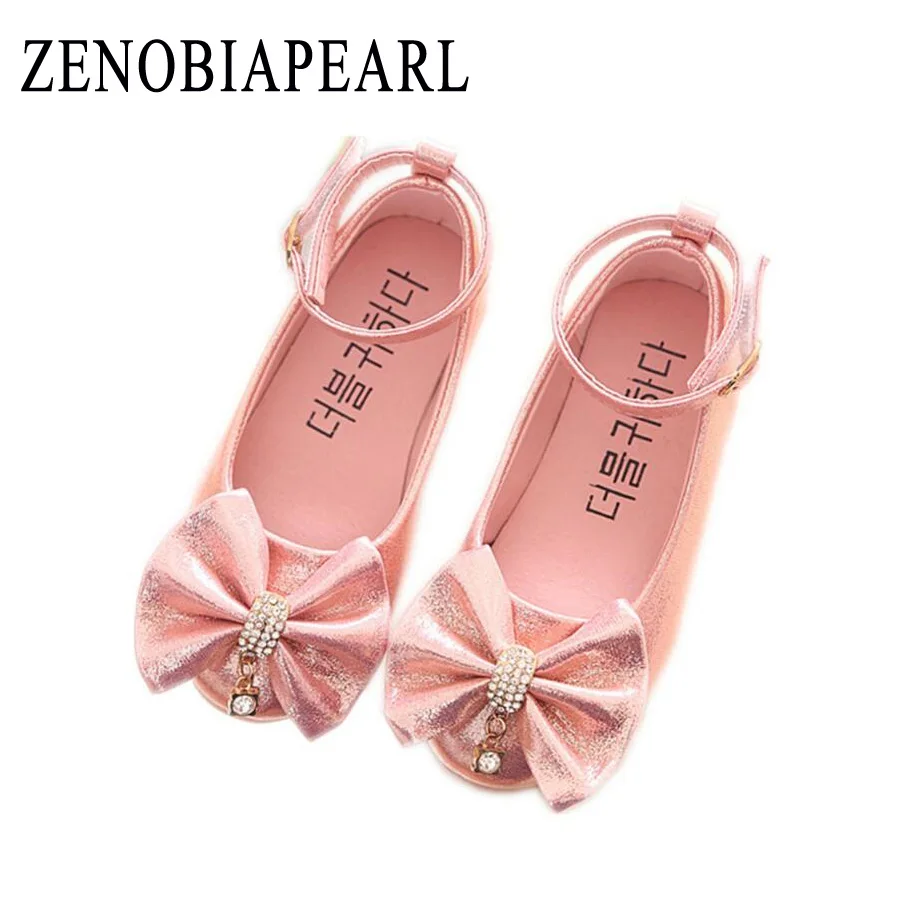 ZENOBIAPEARL/стразы в виде сердца Обувь принцессы для девочек Кожаная обувь Детская