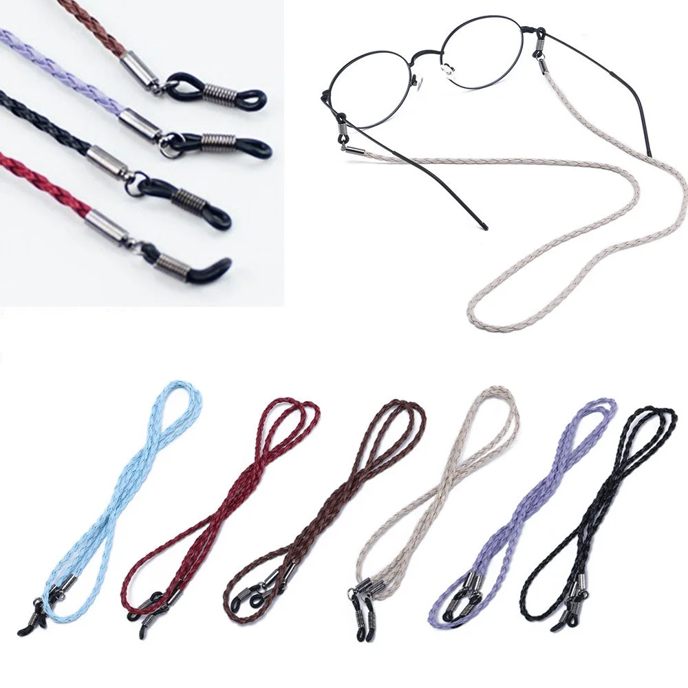 

1Pcs New Colorful Leather Glasses Neck Strap String Rope Band 4 Colors Leather Eyeglass Cord Adjustable End Glasses Holder