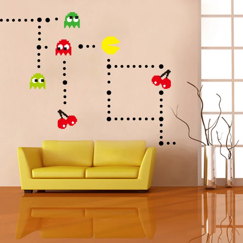 Pac Man Removable Wall Stickers For Childrens Room Cartoon Home