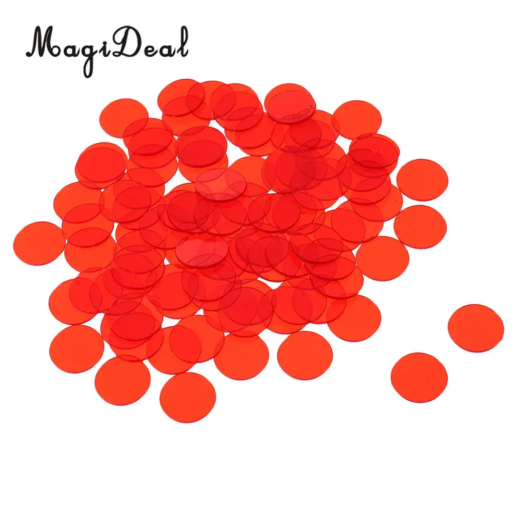 MagiDeal 100Pcs/Lot Translucent Bingo Chip 3/4 Inch for Fun Family Club Party Cards Game Classroom Math Toy Novelty Gift 5Colors