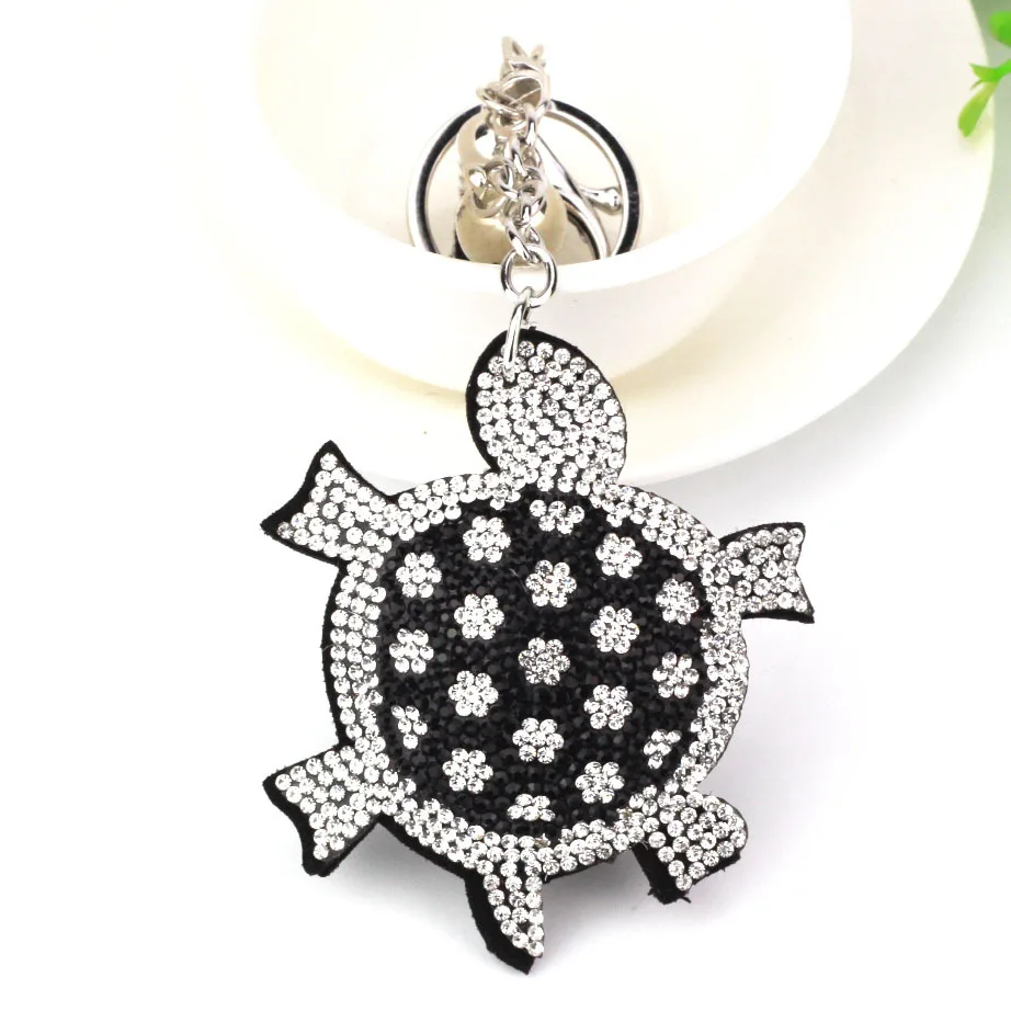 Novelty Rhinestone Tortoise Keychain Leather Keyring Fashion charms