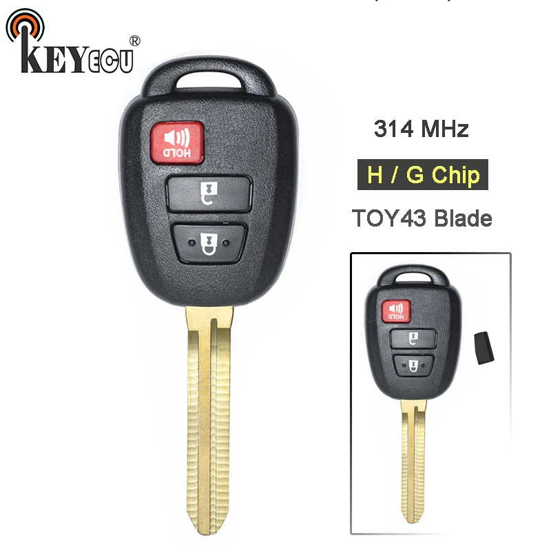 Дистанционный ключ KEYECU FCC 314 МГц 3 кнопки для Toyota Rav4 Tacoma Yaris|Ключ от авто| |
