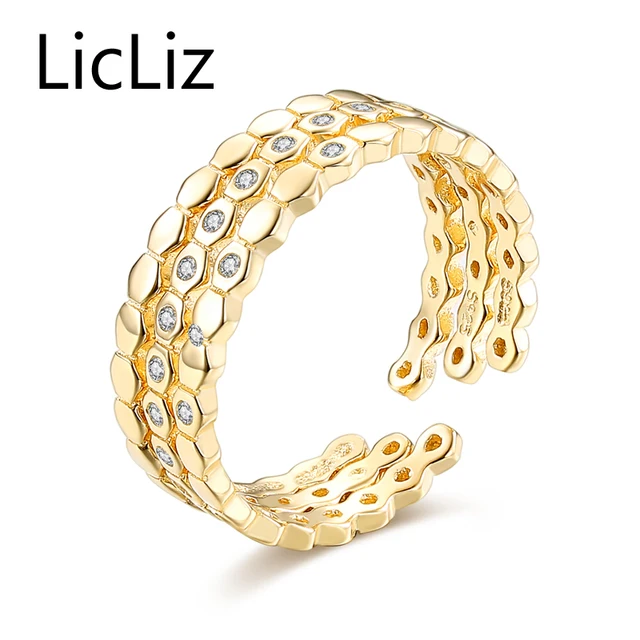 Licliz стерлингового серебра 925 обручальное кольцо устанавливает cz кольцо 3 группа adjustabe открыть кольца позолоченные кольца австрийские кристаллы CLR0273A