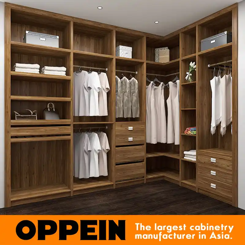 2016 New Design Oppein Melamine Material Modern Bedroom Wardrobe