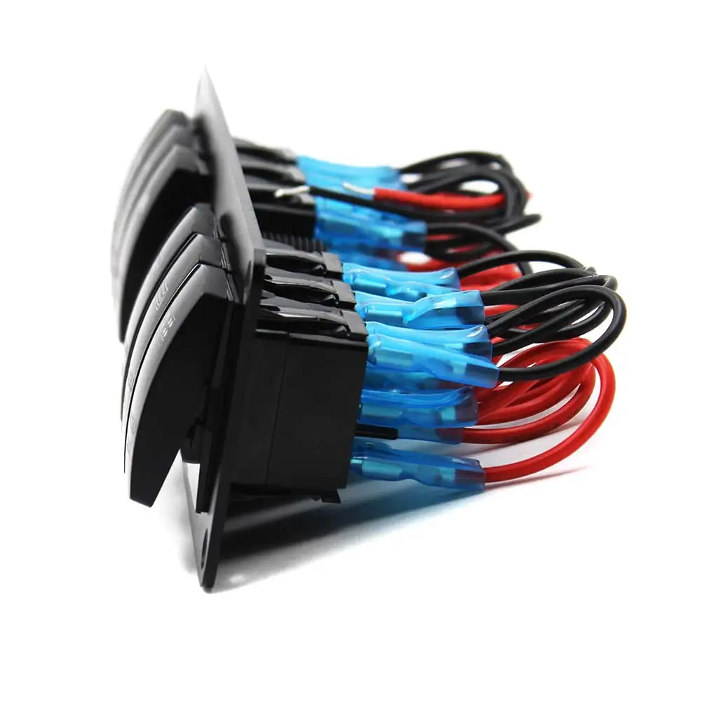 

New 6 Gang Rocker Switch Panel Circuit Breaker + LED Voltmeter RV Car Marine Boat Car Styling