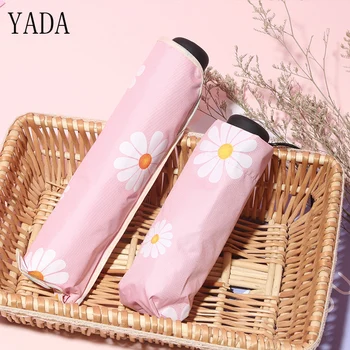 

YADA Small 185g Mini Pocket Parasol Girls Romantic Chrysanthemum Pattern Folding Rainy Umbrella For Women Anti-UV Umbrella YD017