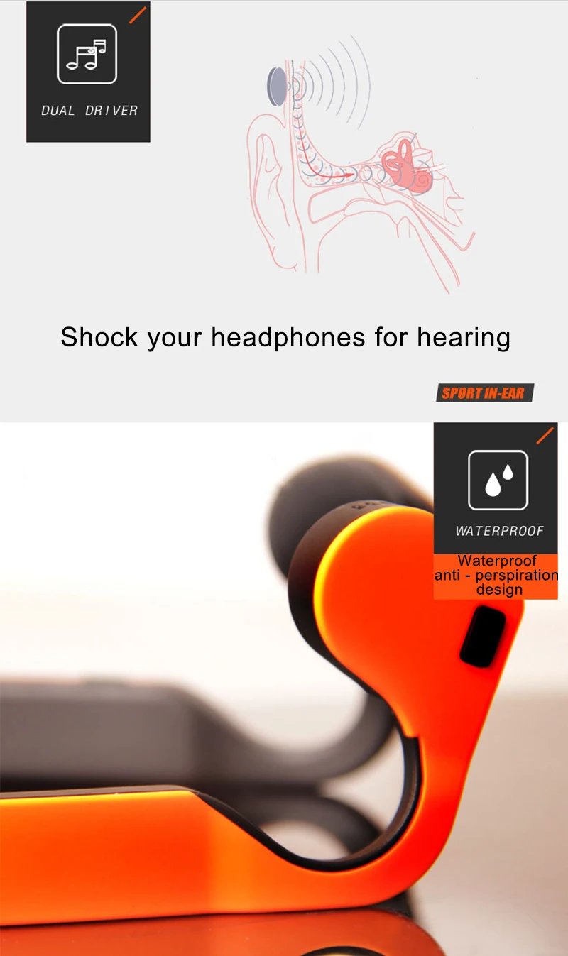 Bone Conduction Stereo Wireless Bluetooth Headphones waterproof sports Hifi headsets with microphone Support Hands Free Call  (13)