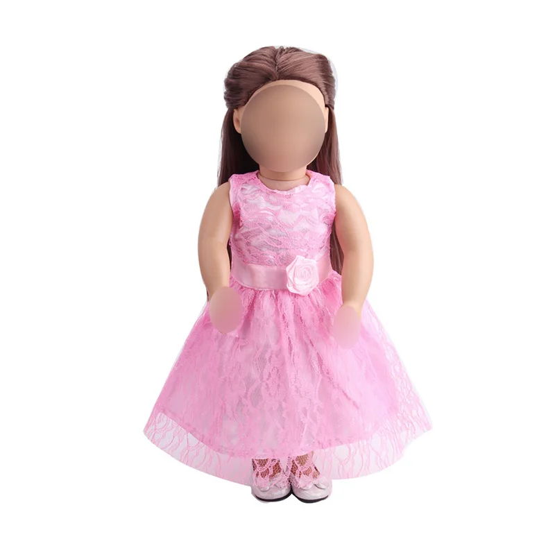 

18 inch Girls doll dress Princess lace evening gown American new born clothes Baby toys fit 43 cm baby accessories c130