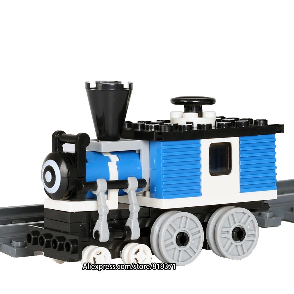 

City Series Railroad Conveyance Model Bricks Blue Train Tracks Building Blocks Toys Juguetes Compatible with legoeINGlys 26094
