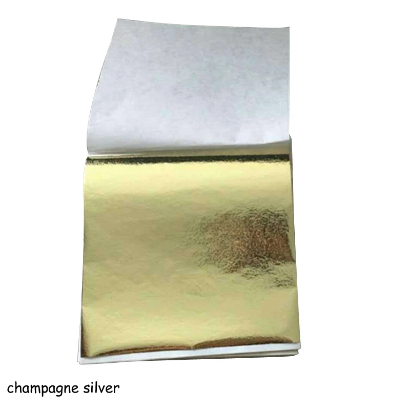 9x9 см бумага из фольги, позолота, сделай сам, Декор, лист, листья, листы, дизайнерская бумага, 100 шт, художественное ремесло, имитация золота, серебра, меди - Цвет: champagne silver
