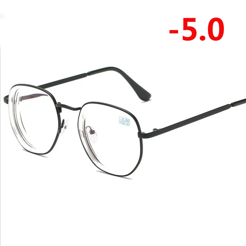 1,0-1,5-2,0-6,0 студенческие очки для близорукости золотой и черный Оправа синяя пленка короткие очки для коррекции зрения очки по рецепту - Frame Color: Myopia 500
