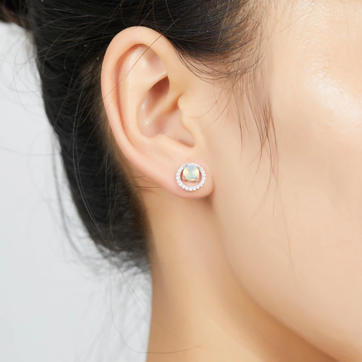 

Hutang Natural Opal Halo Stud Earrings Solid 925 Sterling Silver Gemstone Fine Jewelry Wedding Party Christmas Gift for 2018