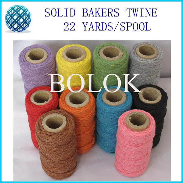 

Free shipping 100pcs/lot (22yards/spool) single color cotton twine, solid bakers twine, 2mm 12 ply DIY cotton twine wholesales