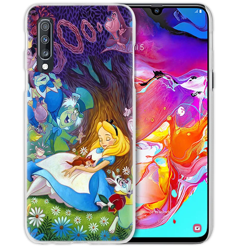 Алиса в стране чудес чехол для samsung Galaxy A50 A70 A80 A20e A60 A40 A30 A20 A10 A8 A6 плюс A9 A7 жесткий чехол с рисунком из аниме чехол для телефона