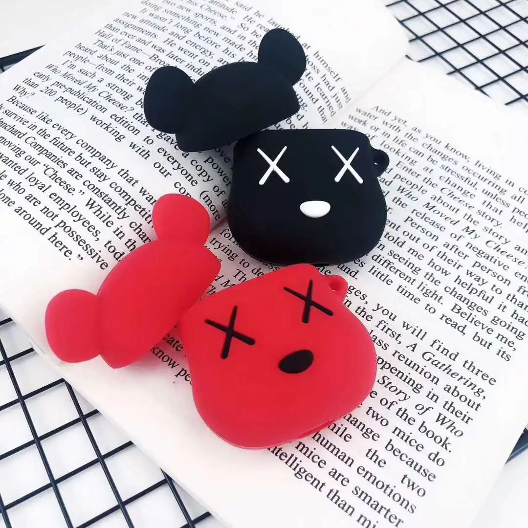 

Cartoon Bear Earphone Case For Airpods Silicone Cover For Apple Airpods 3D Cute Pattern Protective Case With Hook Earbuds Skin
