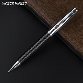 

MONTE MOUNT carbon fiber black ballpoint pen with silver clip executive office stationery writing Gifts Metal Pen