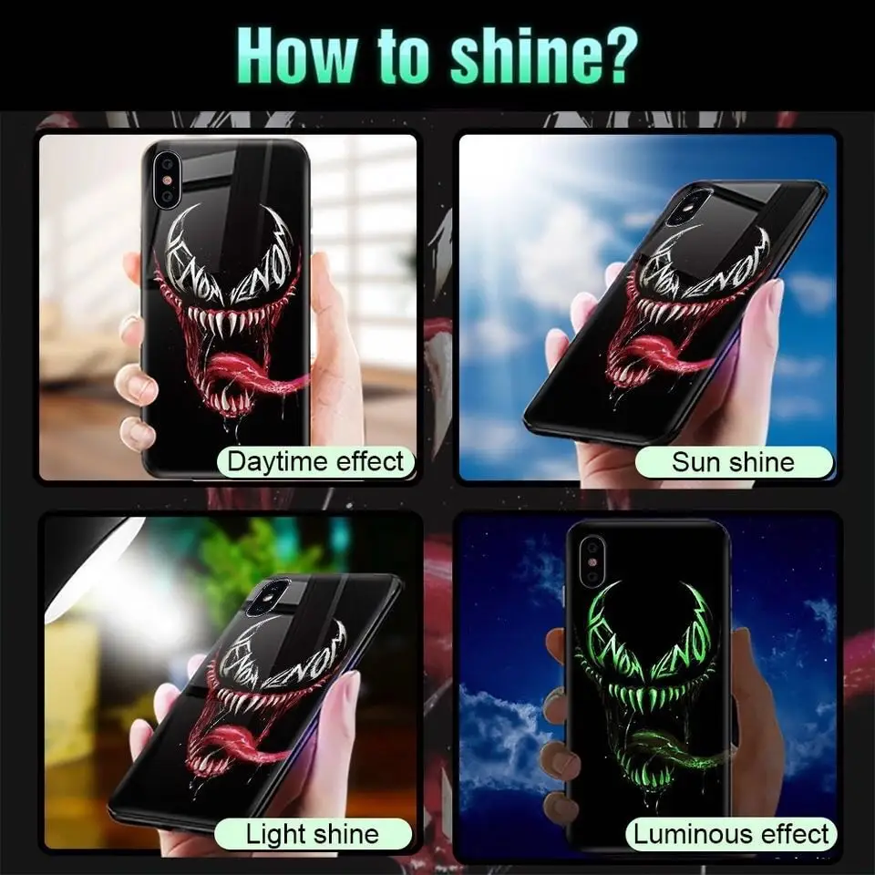 Роскошный чехол со светодиодным стеклом Marvel для iPhone XS MAX XR 6S 7 8 Plus телефона с