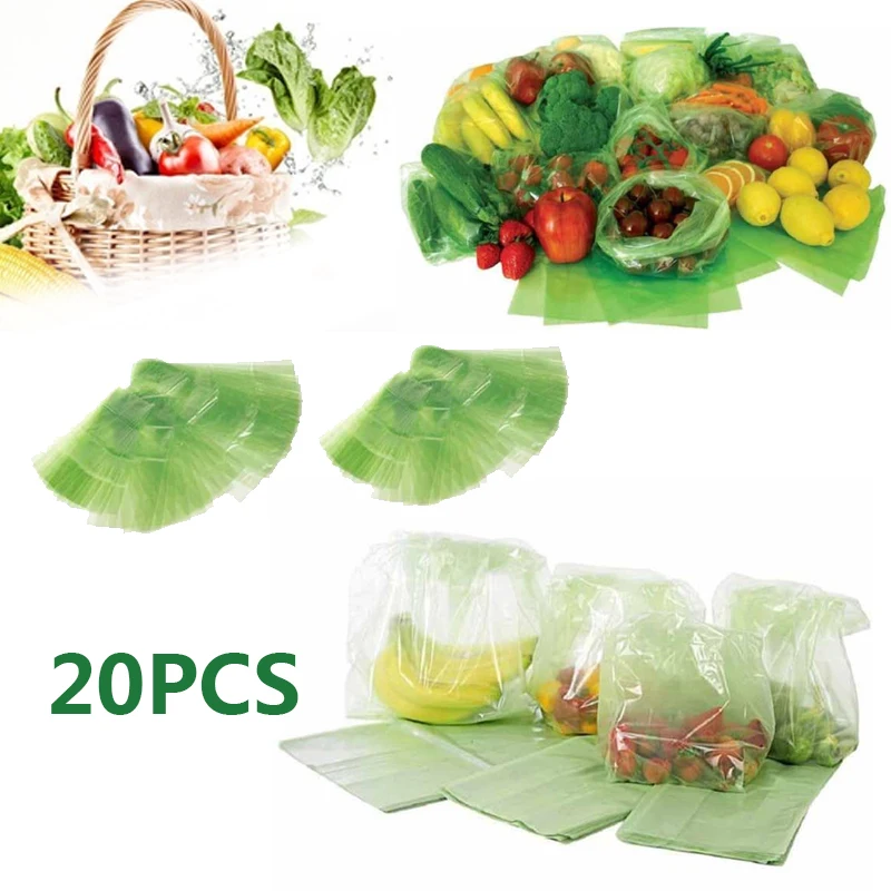 20PCS/Bag Storage Bags Food Fresh Greenbags Produce Fruit Kitchen