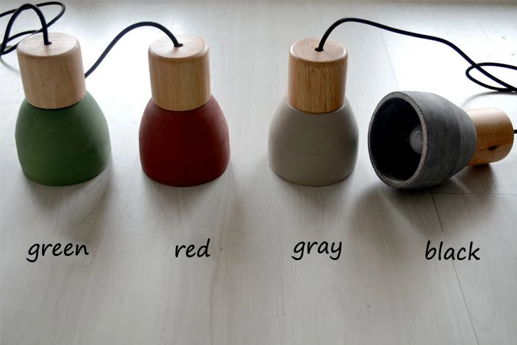 Nordic Ash Wood Cement Pendant Lamp Modern Concret Red Blue Black Gray Cement Pendant Light Drop Home Light Vintage Dining Room Lamp (17)