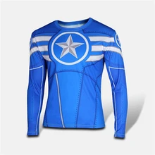 Men’s fitness compression long sleeve , T-shirt, superman and batman tight elastic compression shirts men long sleeve T-shirt