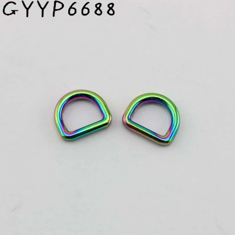 

10mm Rainbow welded d ring belt buckle,hardware metal D ring for bags round edge dee rings