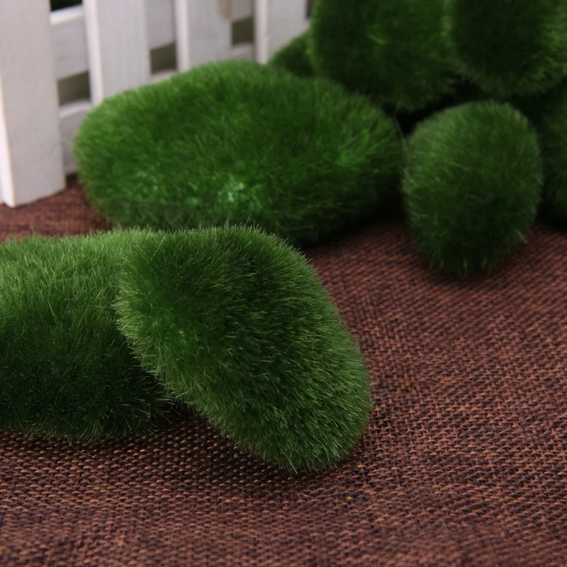 New 10Pcs Moss Balls Decorative Stone Artificial Simulation Garden Plant Vase Filler Plastic Round Green Moss Balls