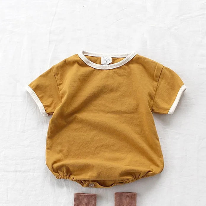 Одежда для новорожденных Для малыша; на каждый день хлопок детский корейский стиль Летняя тонкая, с коротким рукавом комбинезоны для новорожденных, детская одежда для детей ясельного возраста - Цвет: yellow