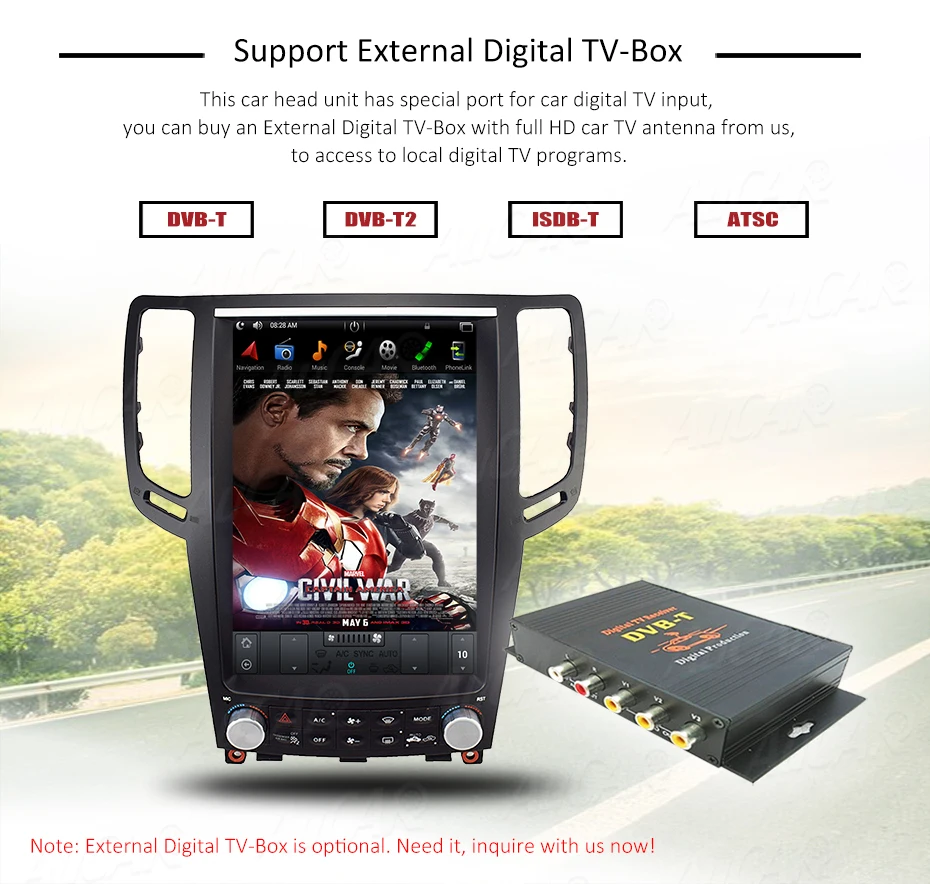 Sale AuCar Tesla 2 DIN Android 8.1 12.1"l screen car radio GPS navigation for Infiniti G37 G35 G25 G37S car multimedia stereo player 17