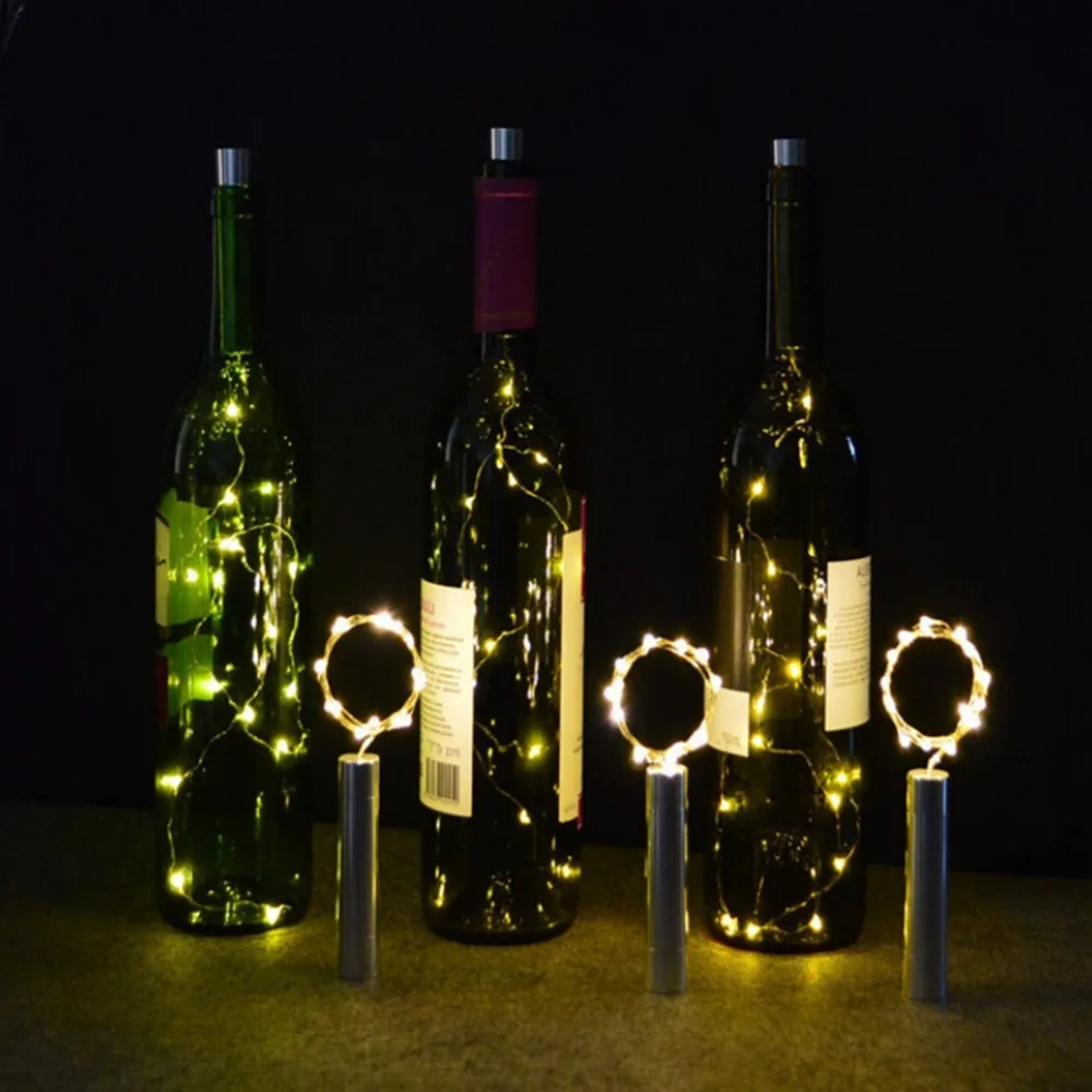 

10pcs 6.5ft 20 LED Wine Bottle Lights AA Battery Powered Garland DIY Christmas String Lights For Party Halloween Wedding Decor