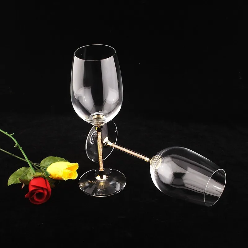 Лидер продаж, прозрачный кристалл 412 Винные бокалы с золотым цветом стебля вечерние Кубок