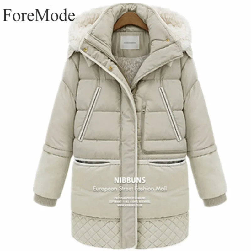 Mulheres Jaqueta de inverno 2017 Da Moda Jaqueta de Inverno Mulheres Casacos Grossos de Lã Branca Outerwear Casaco de Inverno Feminino Casacos Sobretudo