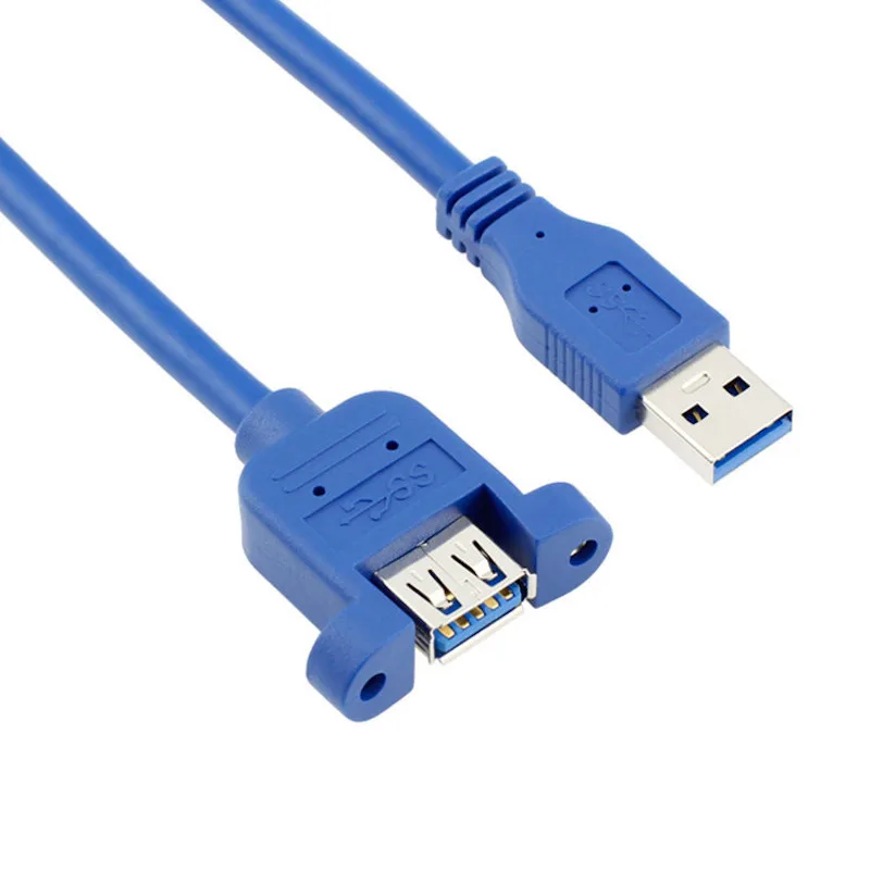 

1.5M 2M 3M USB 3.0 A Male to Female Extension Cable with Panel Mount screws blue color