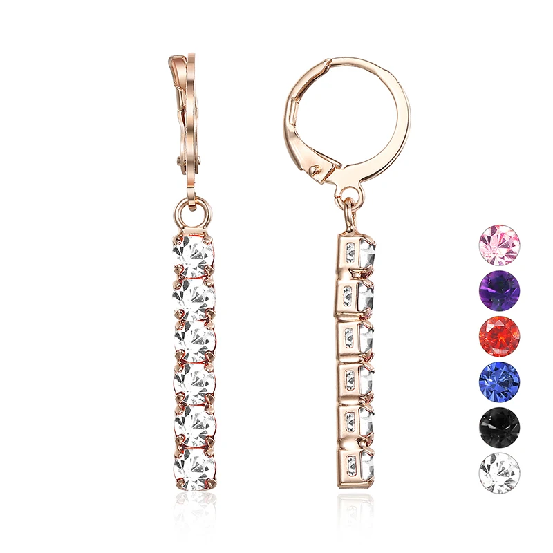 

Davieslee Drop Earrings For Women 6 Color Cubic Zircon 585 Rose Gold Dangling Earrings Woman Jewelry Valentine's Day Gift LGEM32