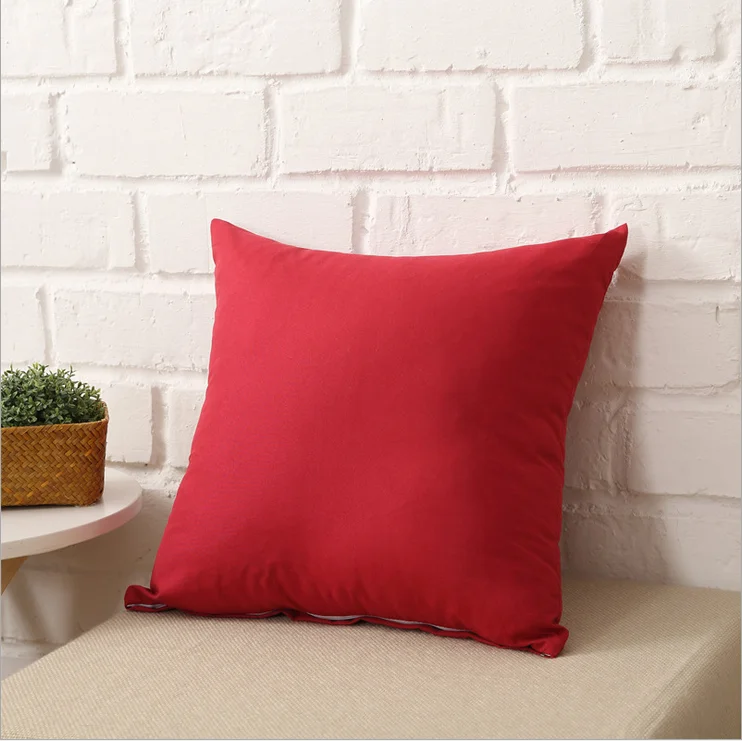 Home Room Solid Colour Cotton Zipper Canvas Seat Cushion Cover Home Decor Throw Pillow Case Lounge Cover Decoration
