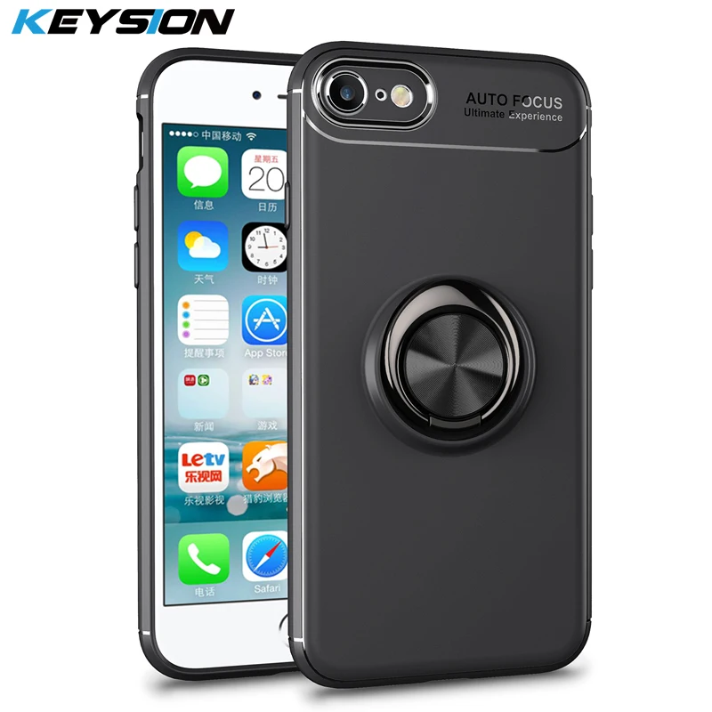 KEYSION Роскошный чехол для телефона с кольцом держателем iPhone 7 8 Plus магнитная