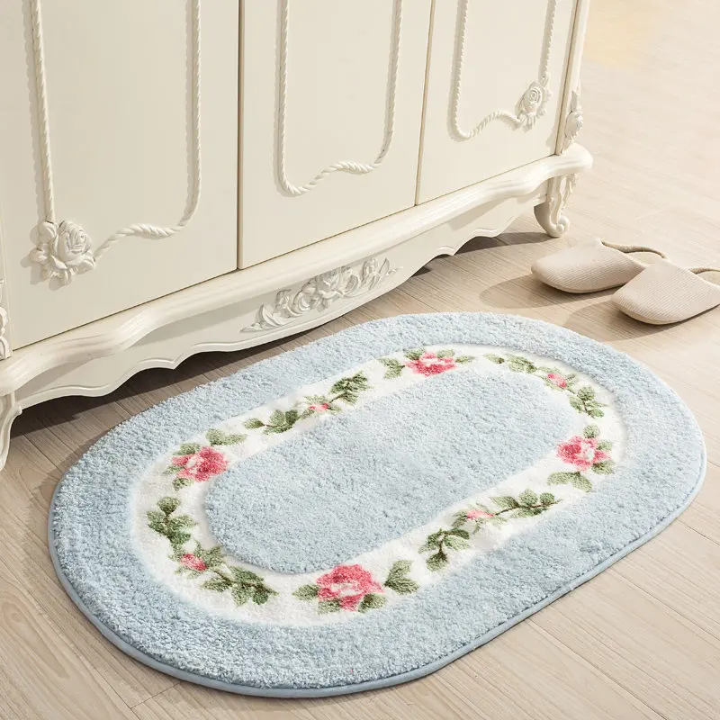 Soft Water Absorption Floor Mat Anti slip Bathroom Door Mat Oval Shape