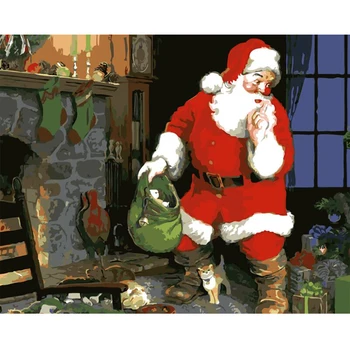 

Santa Claus Hand Made Paint High Quality Canvas Beautiful Painting By Numbers Surprise Gift Great Accomplishment