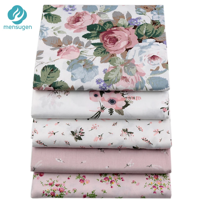 100% Cotton Flower Fabrics Quliting Patchwork Cloth Scrapbook Material Doll Dresses Sewing Cloth Mensugen 5pcs/lot 40cm*50cm