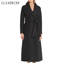 X-длинное зимнее женское пальто Осень Зима Новое модное черное шерстяное пальто элегантное приталенное женское повседневное шерстяное пальто s