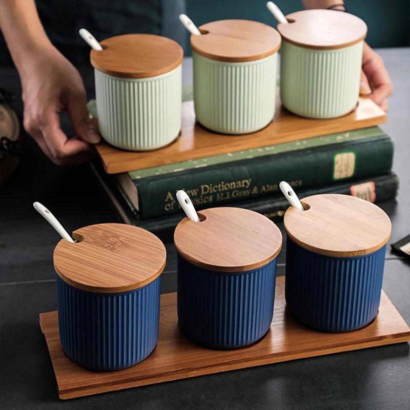  Nordic style Seasoning Jar Set Ceramic Household Oil salt Pot Creative Seasoning Tank Kitchen Suppl - 32974308457