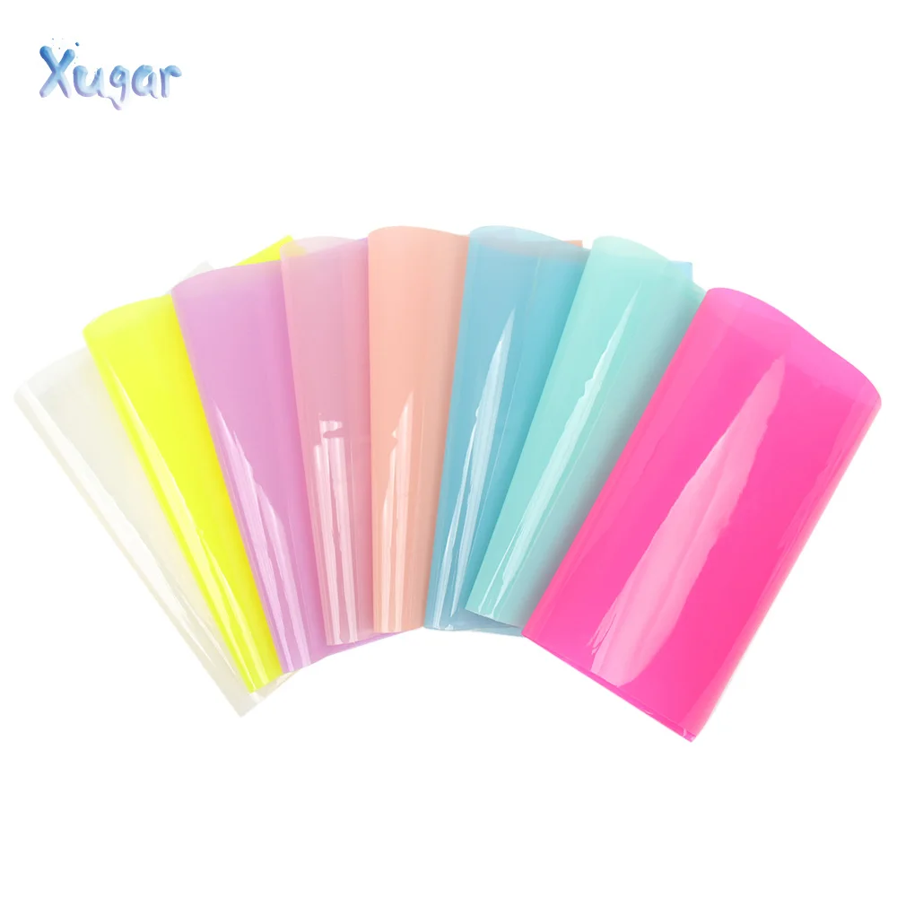 

Xugar accessories 8pcs/set 22*30cm PVC Jelly Plain color Faux Synthetic Leather Set,DIY Sewing For HairBows Bags Shoes Materials
