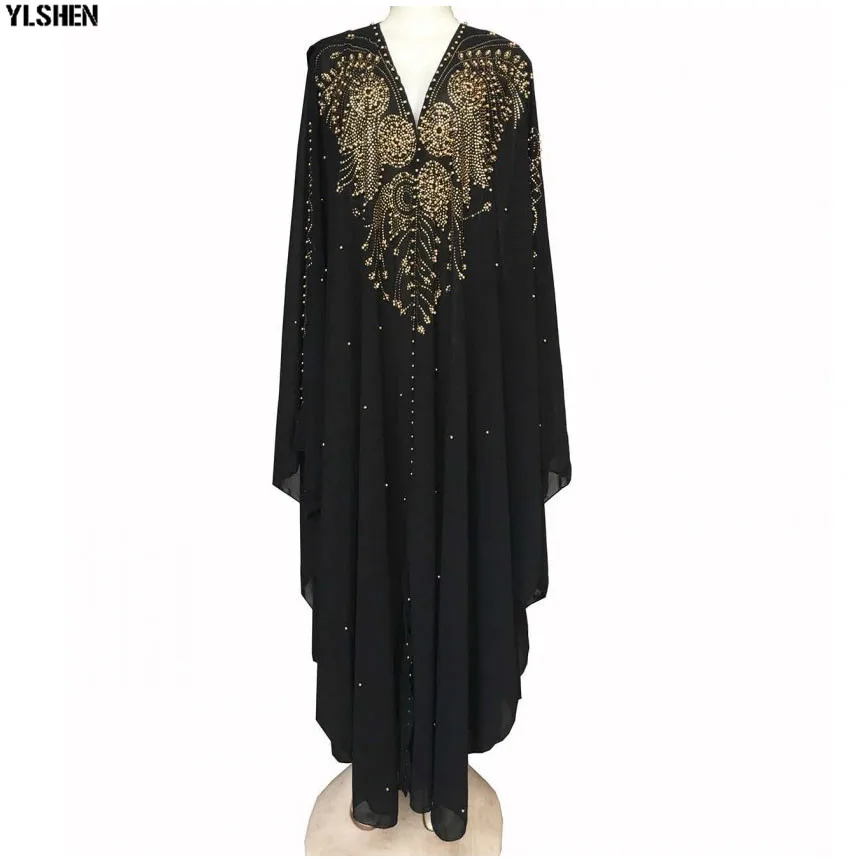 African Dresses for Women Dashiki Diamond Beads African Clothes Big Size Robe Boubou africain bazin riche Africa Dress Growns 04