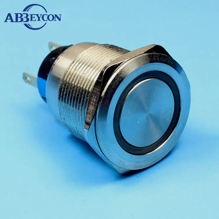 

2247 IP67 22mm 5PIN 1NO latching flat head metal button switch 1NO1NC switch