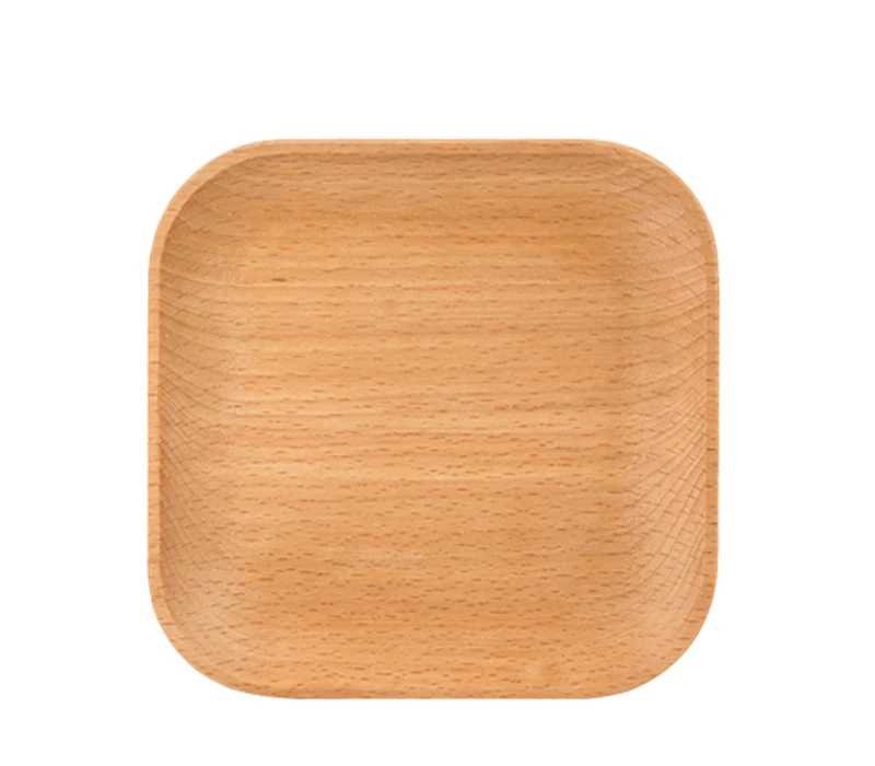 5 Square Cake Tray Natural Wooden Dishes Mini Beech Wood Plate for Sushi Snack Fruit Mug Coaster (3)-1