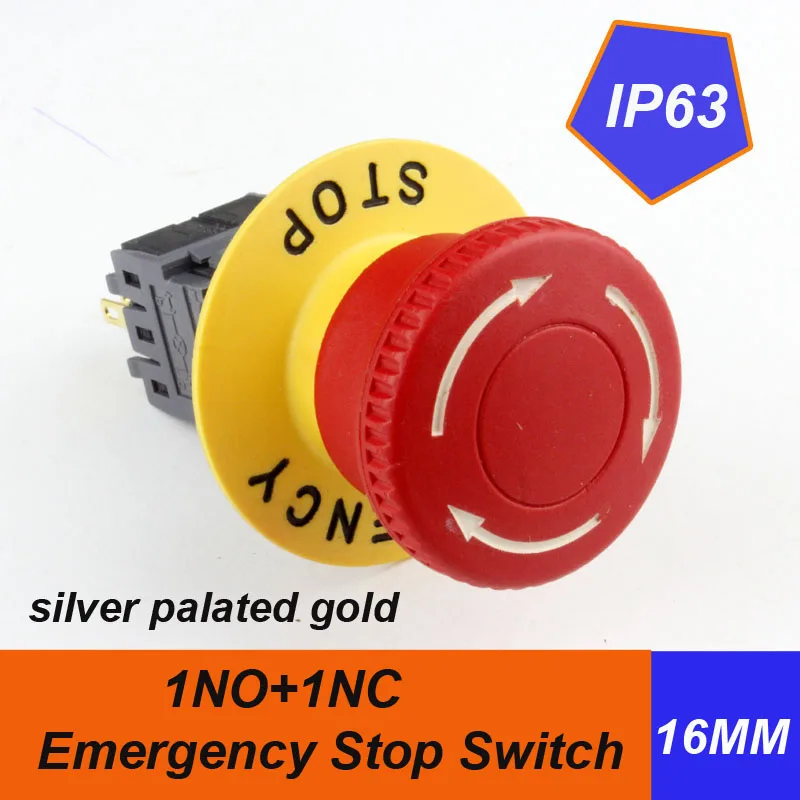 

1pcs packing HABOO dia.16mm mushroom head emergency s push button switch 1NO+1NC with label 5A 250V shipping free