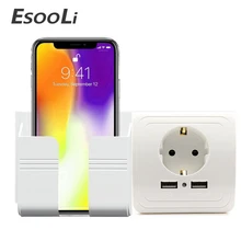EsooLi лучший двойной USB порт 2000 мА настенное зарядное устройство адаптер розетка с Usb стандарт ЕС розетка панель