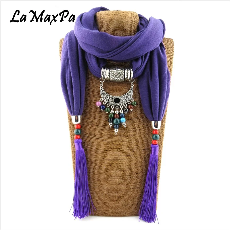 

LaMaxPa 2018 Mixed Ceramic Pendant Jewelry Scarf For Women Elegant Scarf Female Pendant Scarf Mujer Wonderful Jewelry Scarves
